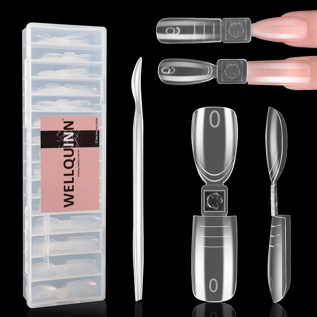 Wellquinn dual-ended nail mold kit with square and almond forms for easy extensions