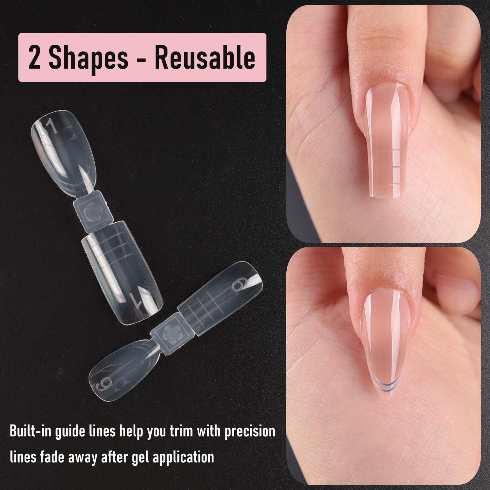 Built-in guideline on Wellquinn mold aids alignment with natural nail edge