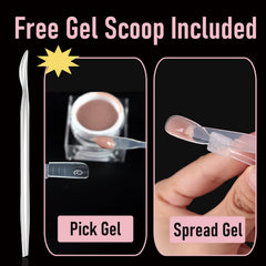 Wellquinn silicone scoop included for tidy handling of nail forms