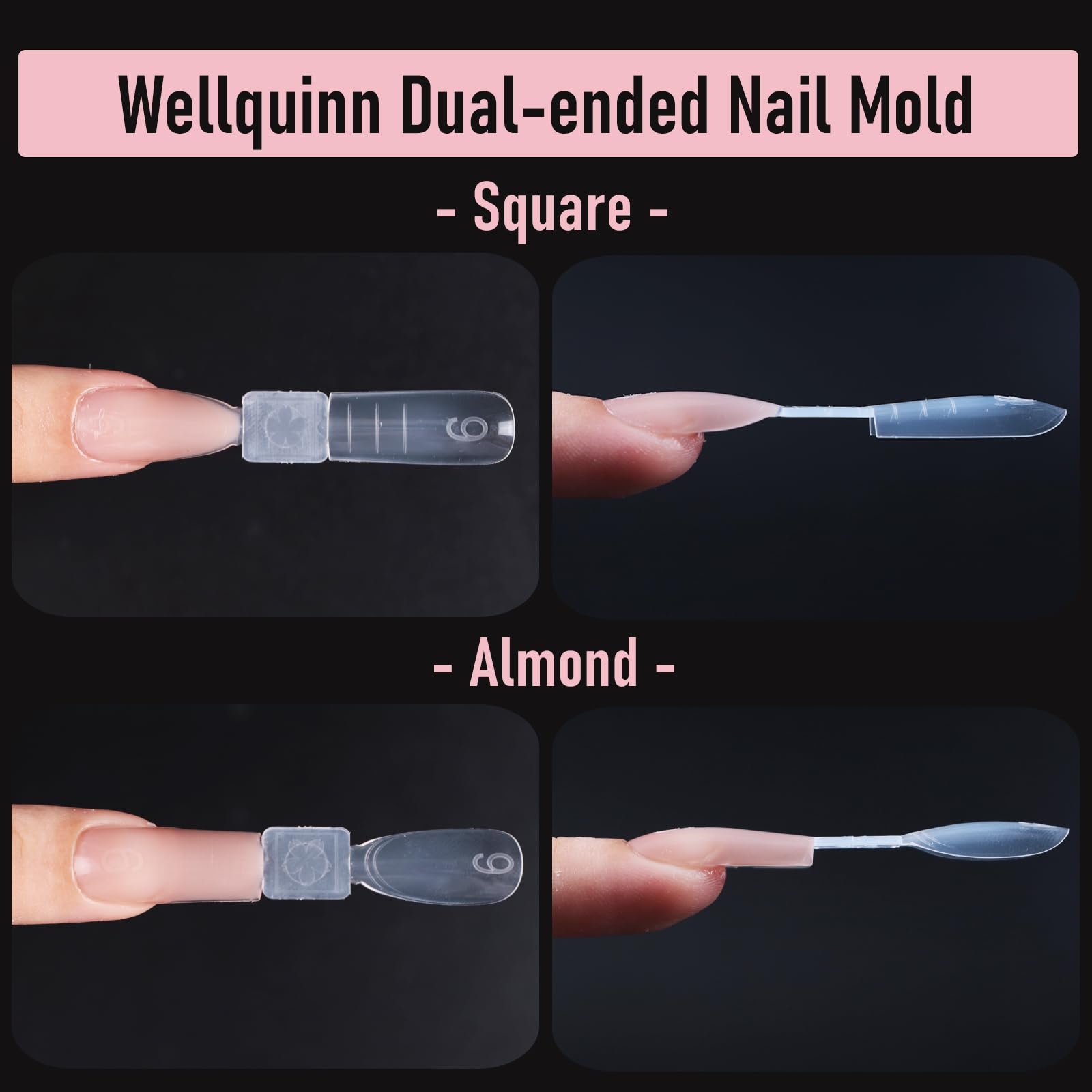 Ultra-thin Wellquinn molds showing natural cuticle guide for precise placement