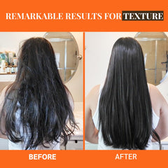 Hands smoothing Well's Oil Batana Oil through hair for shine.