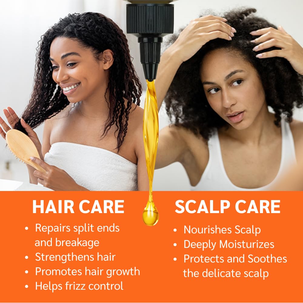 Well's Oil Batana Oil on dry scalp demonstrating gentle moisture.