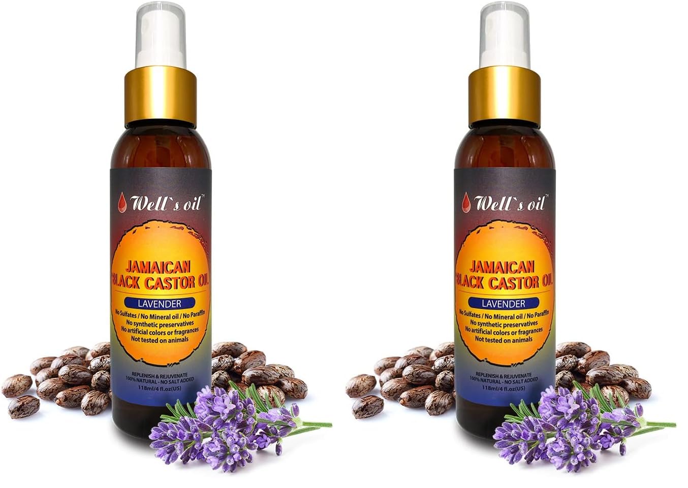 Well's Oil Lavender Jamaican Black Castor Oil spray bottle detangles and smooths hair.