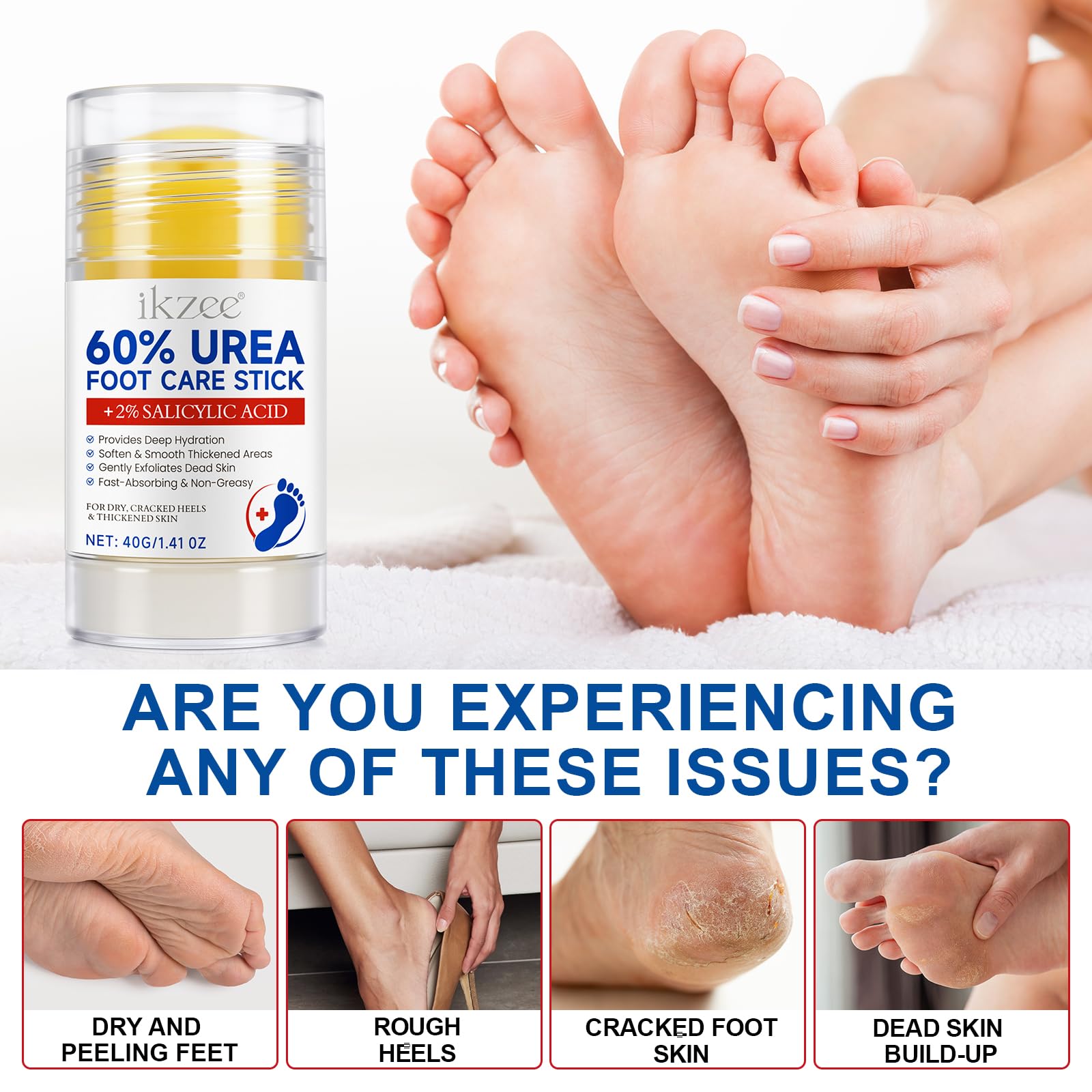Weluno versatile urea stick suits feet, knees, and elbows for multi-site care.