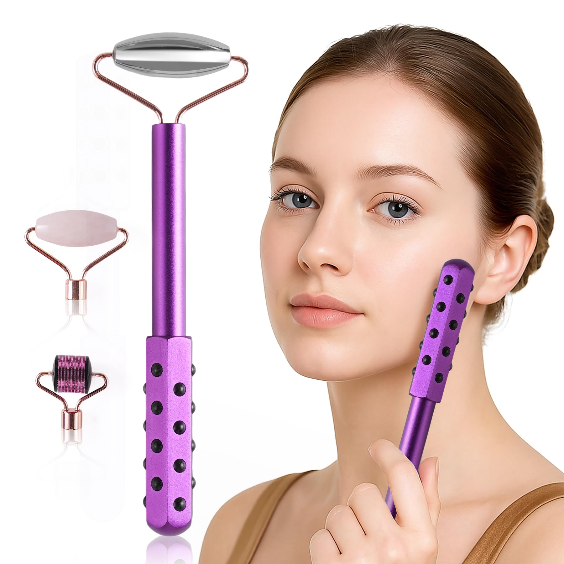 Welvgnnce 4 in 1 massager with germanium stones for revitalized skin.