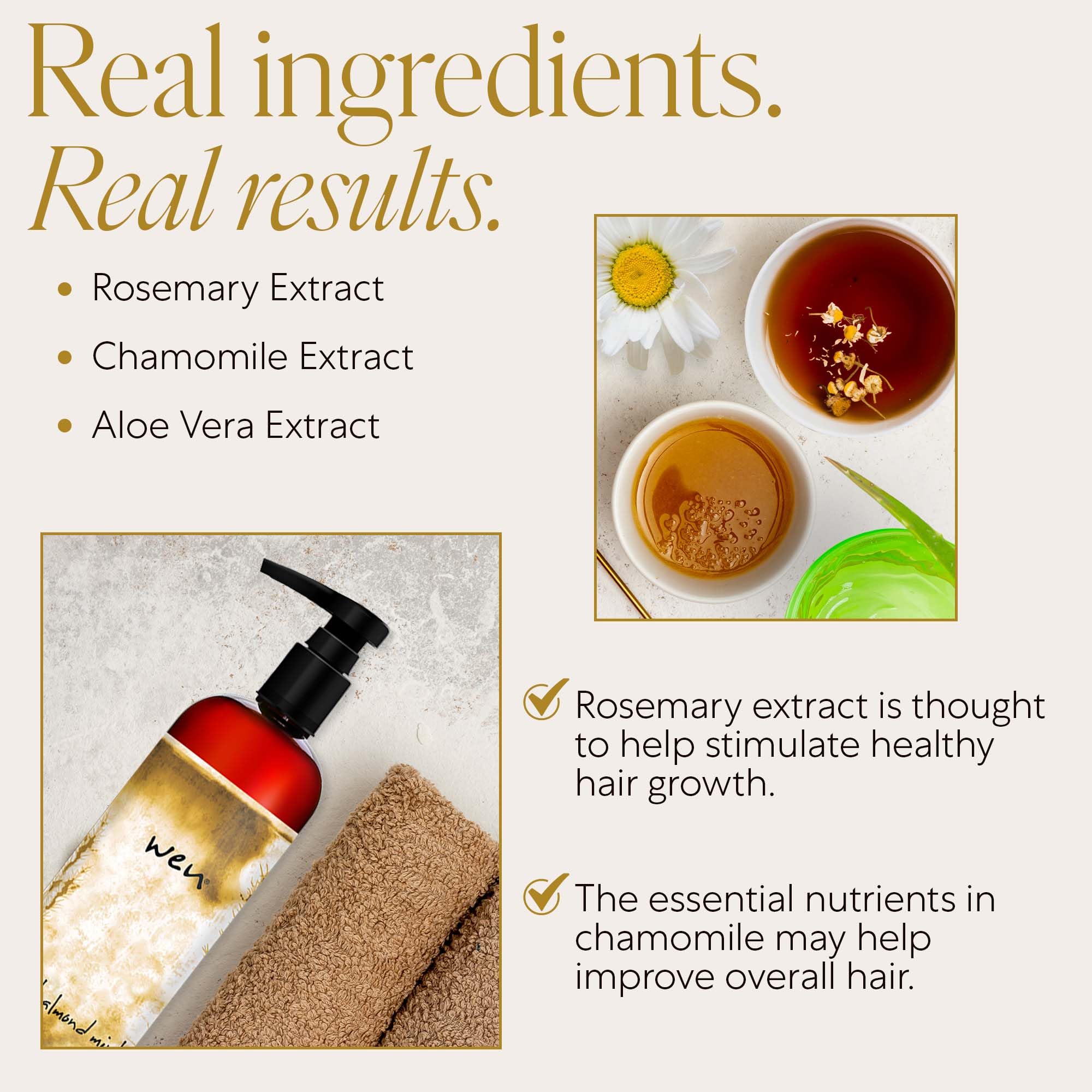 Chamomile extract close-up in WEN conditioner for gentle hydration