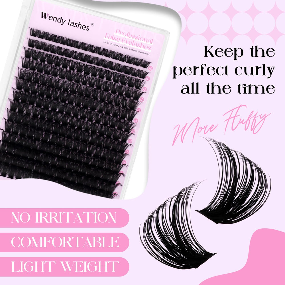 Wendy Lashes 10-18mm mixed-length clusters create natural to glam looks.