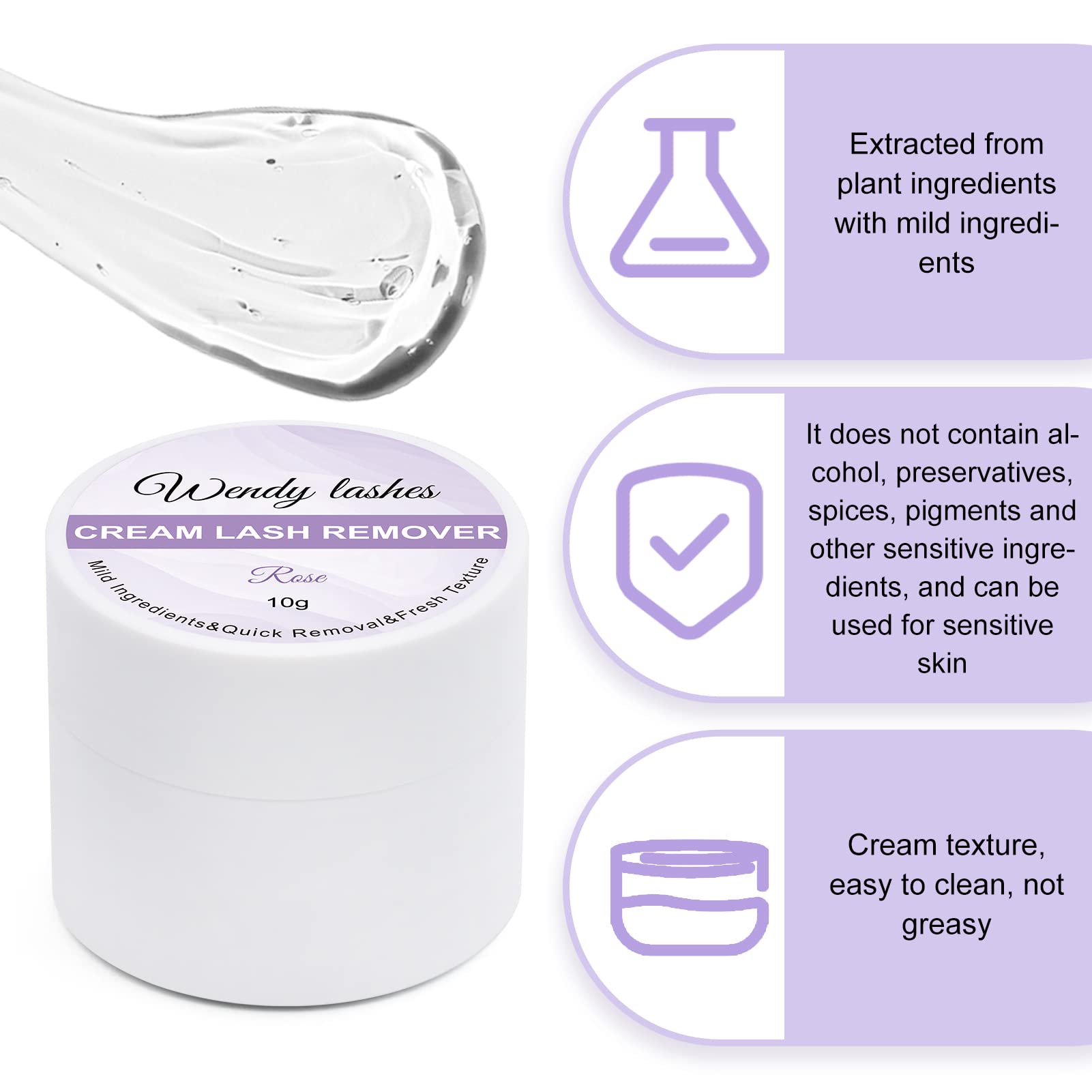 Wendy Lashes alcohol-free remover supports gentle use on sensitive eyes