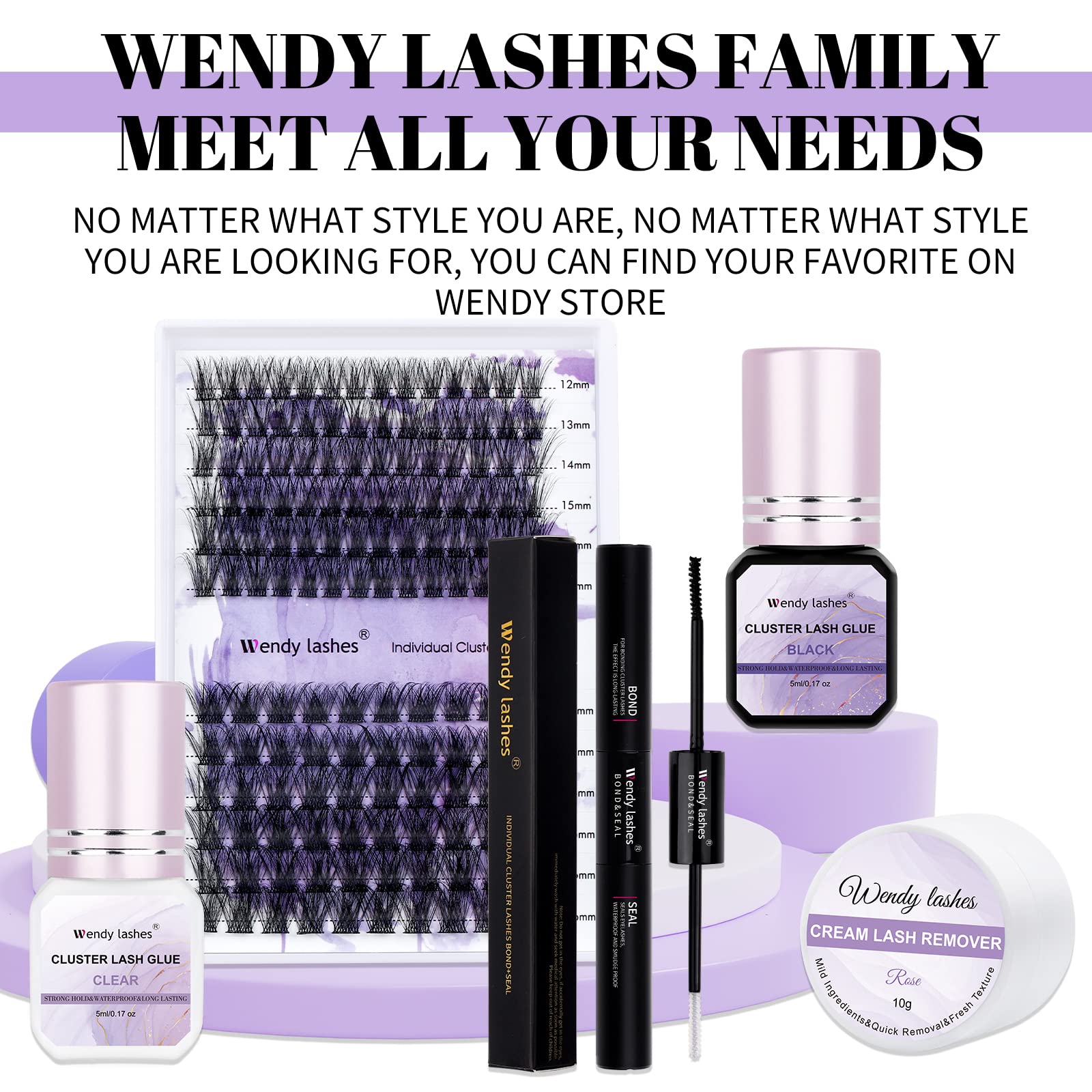 Wendy Lashes cluster glue provides secure hold with no residue.