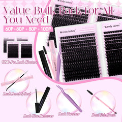 Wendy Lashes 80D clusters for fuller, soft textured lashes