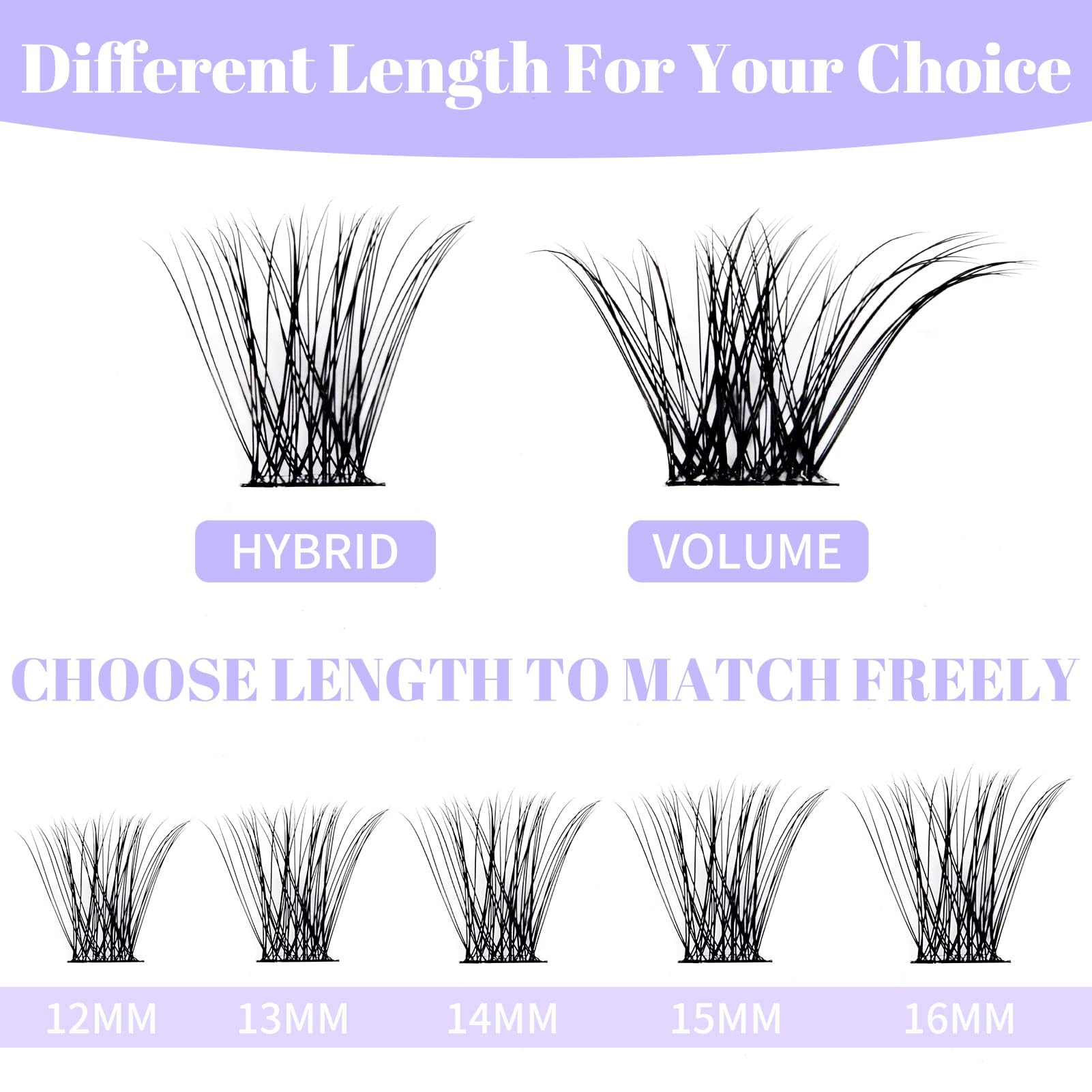 Wendy Lashes D curl and C curl clusters offer versatile styling options.