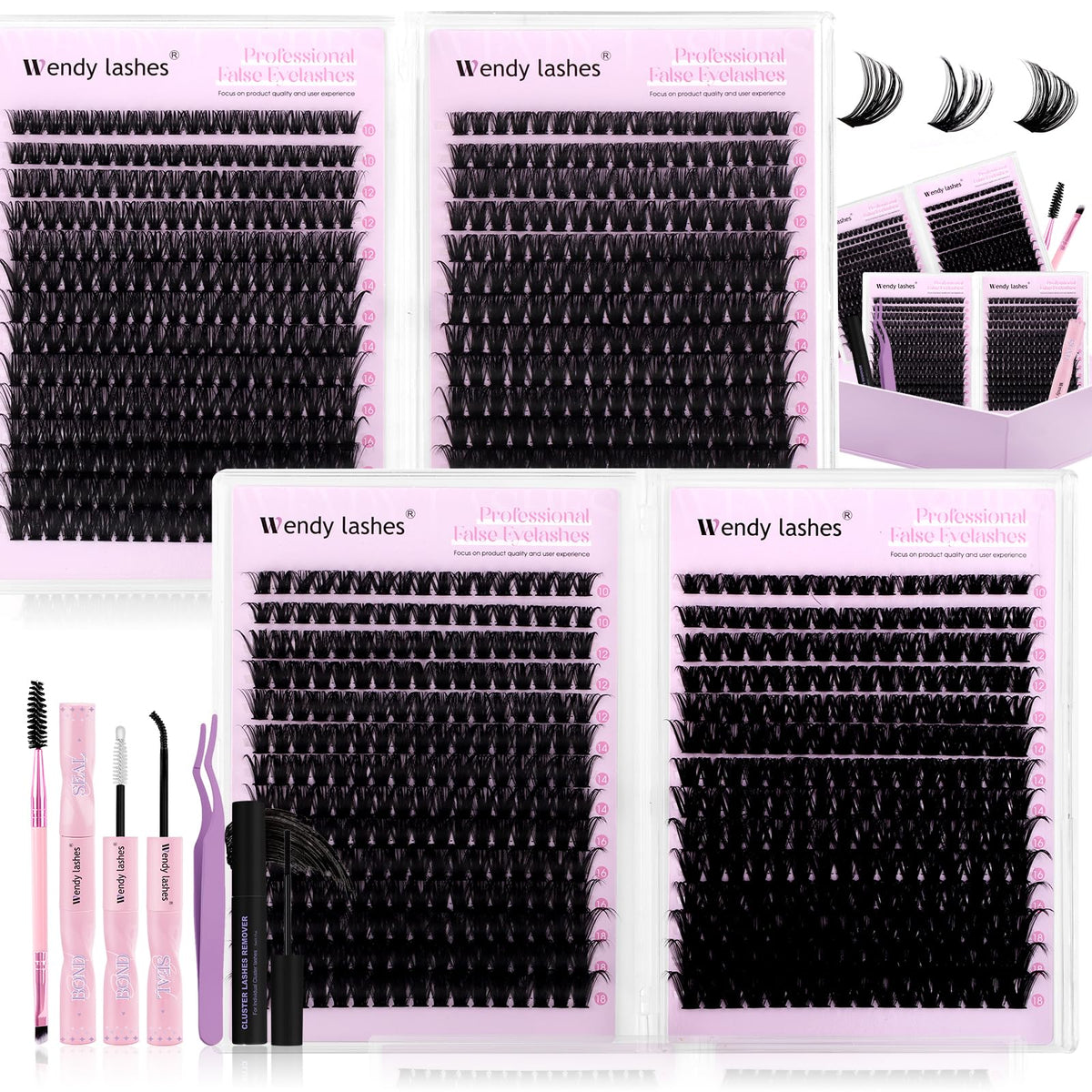 Wendy Lashes clusters kit 980 pcs for dramatic, full lash sets