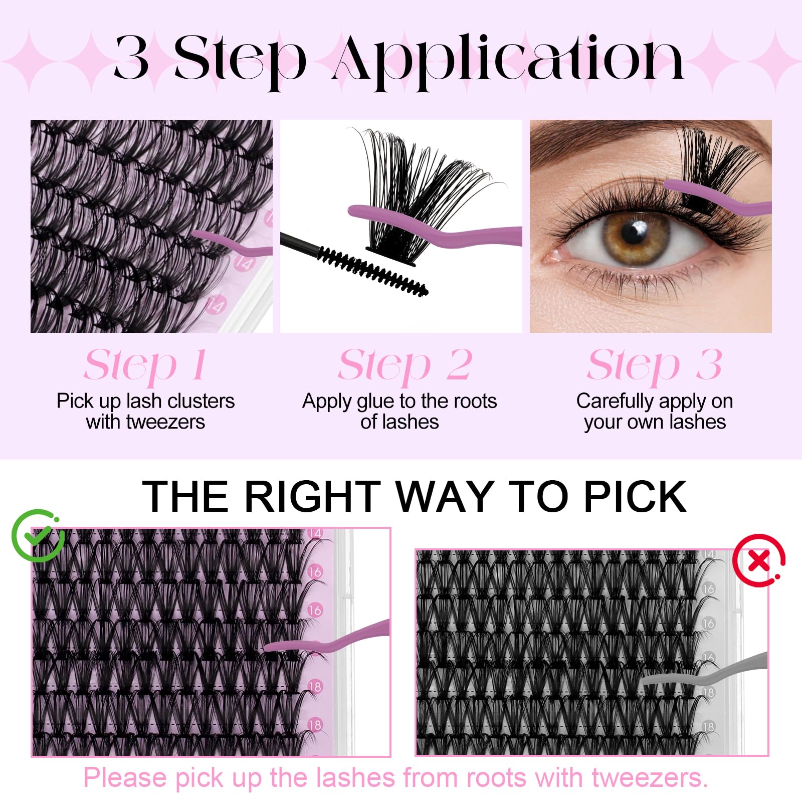 Wendy Lashes D curl clusters lift and define lashes.