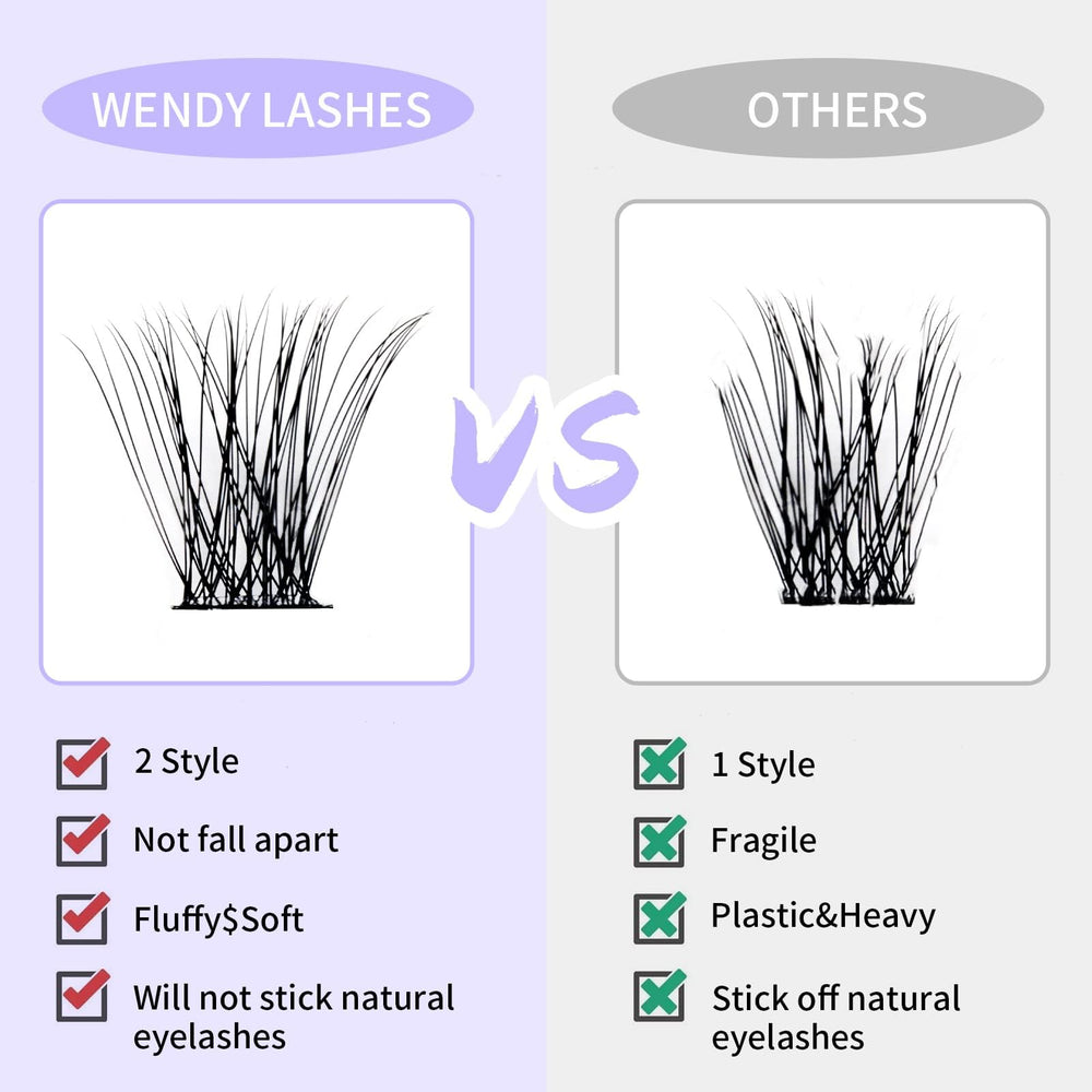 Wendy Lashes cat eye ready clusters create a bold, lifted look.