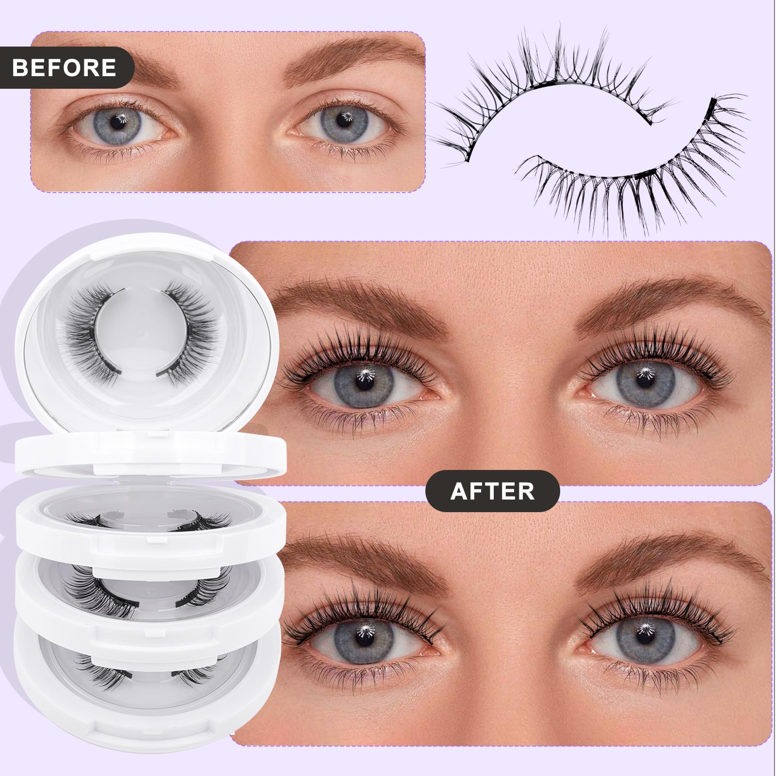 Wendy Lashes designed to fit at the eye root for natural alignment.
