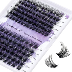Wendy Lashes individual cluster lashes with C/D curl in 12-16mm length for easy daily wear.