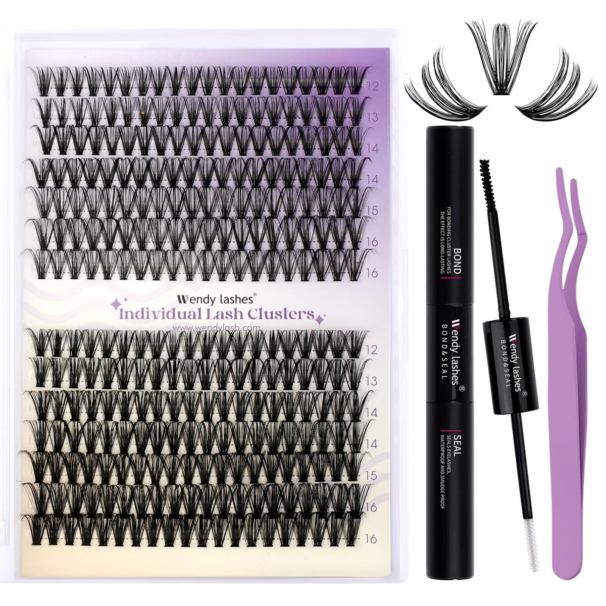 Wendy Lashes lash clusters kit setup for at-home DIY lashes