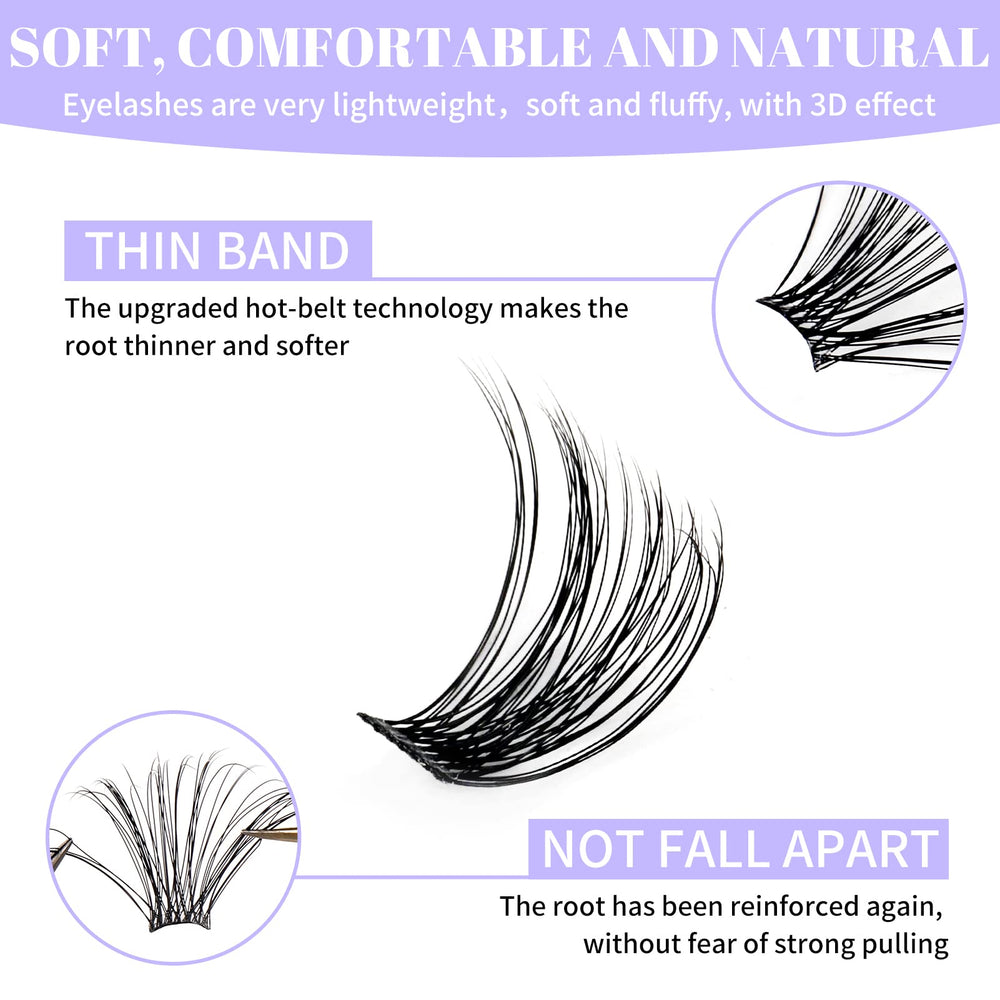 Wendy Lashes soft matte-black cluster lashes with knot-free finish for natural looks.