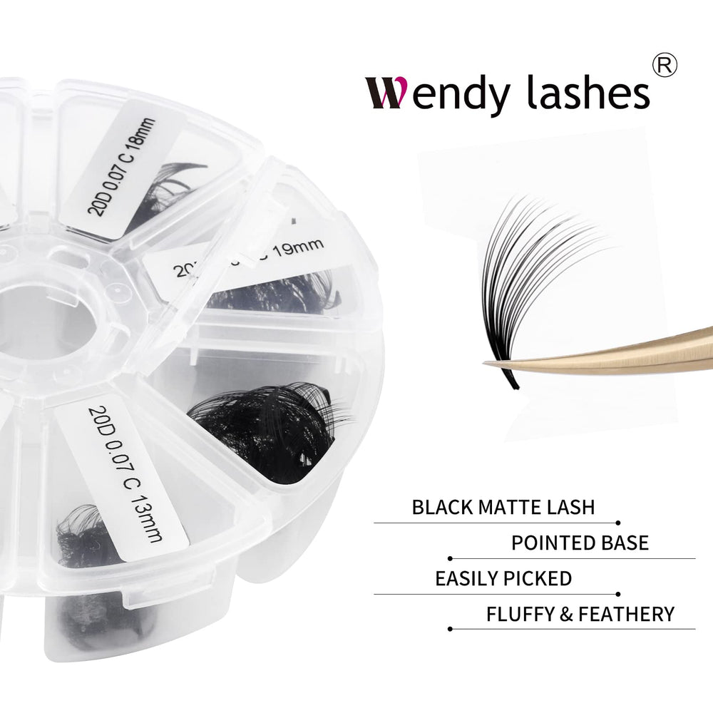 Wendy Lashes soft PBT material for durable, lightweight extensions.