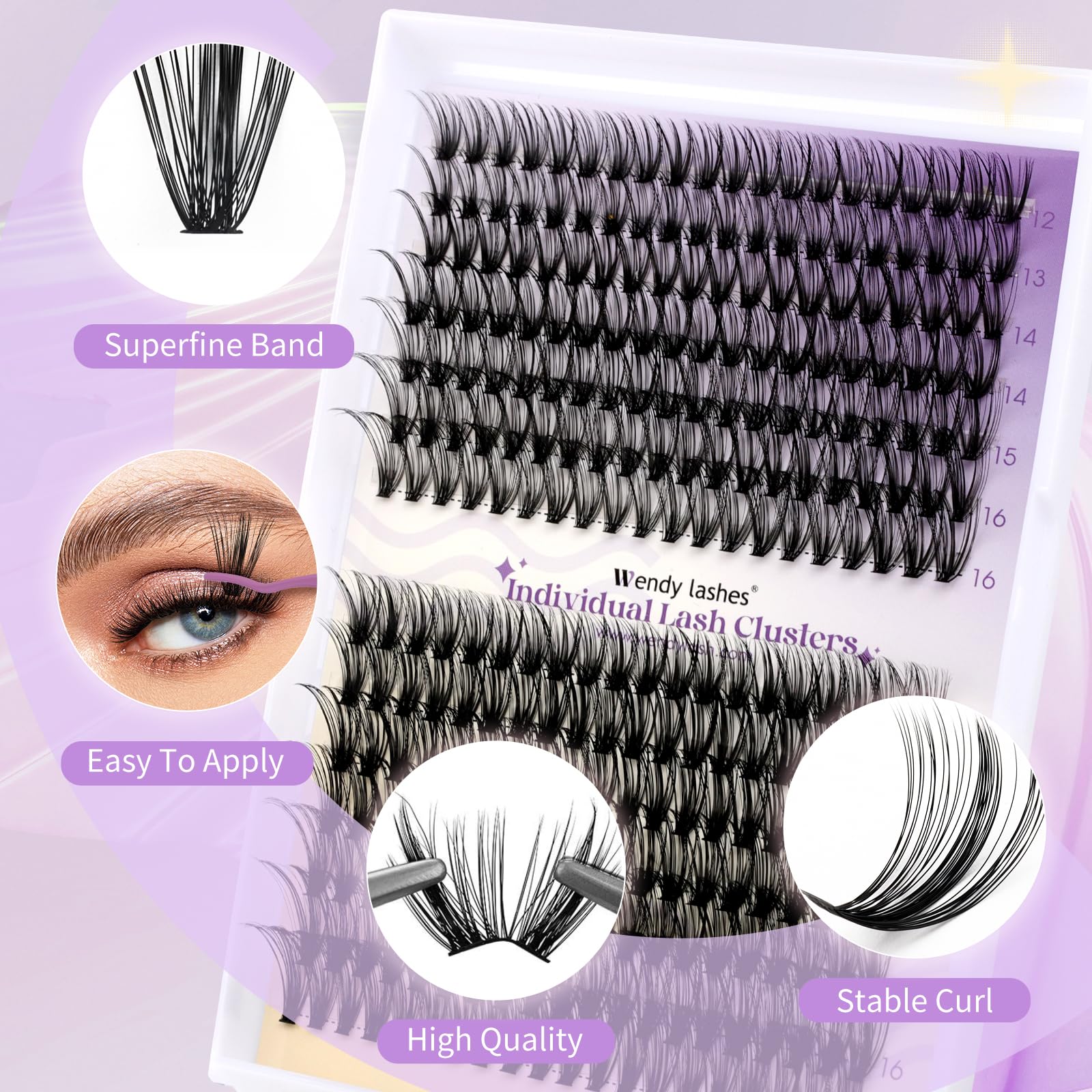 Wendy Lashes two styles cluster lashes for natural or cat-eye looks