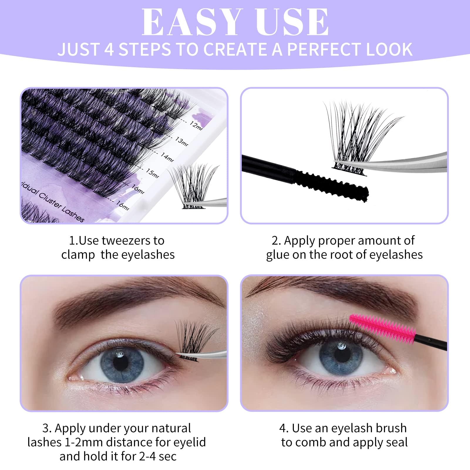 Wendy Lashes waterproof clusters stay put through daily activities.