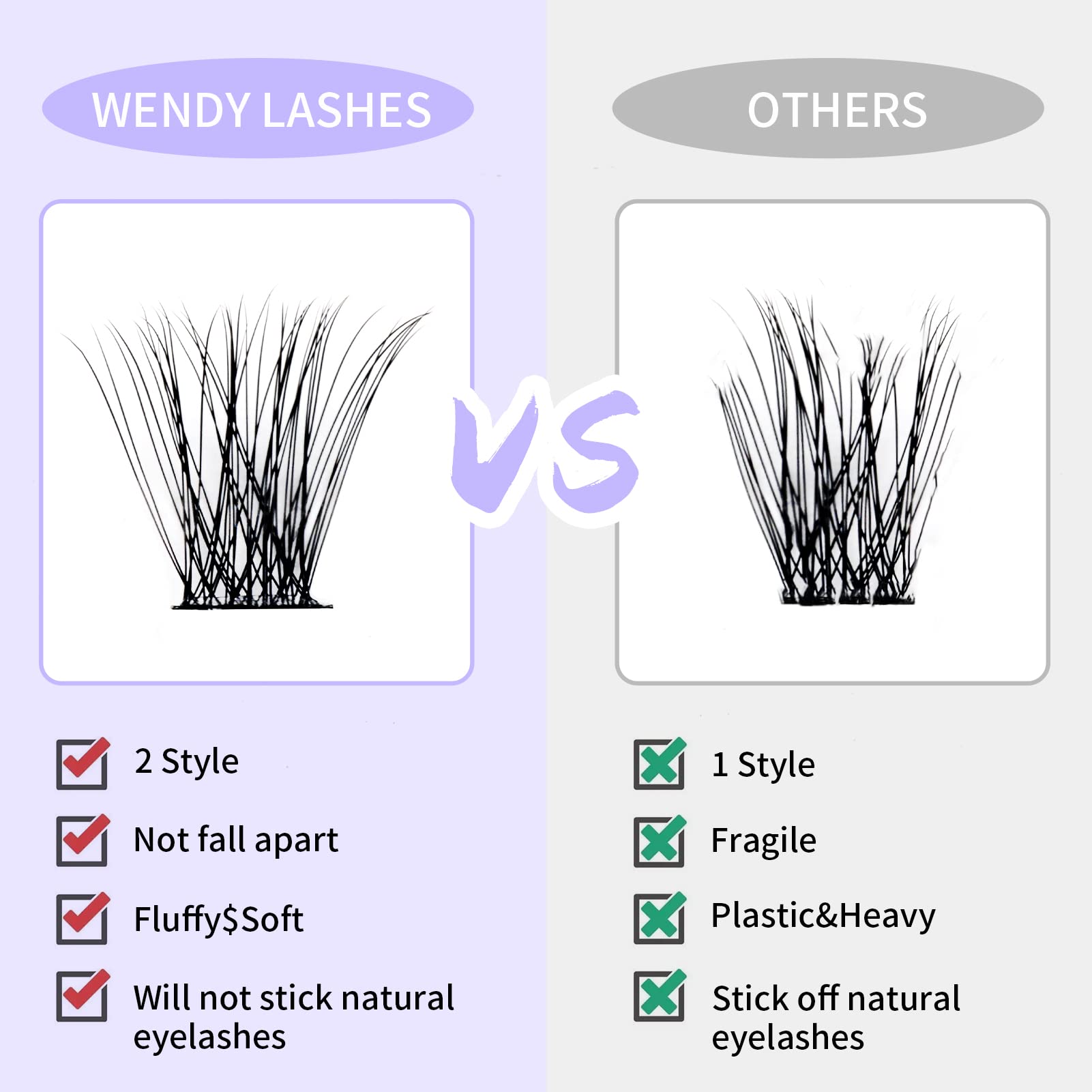 Wendy Lashes ultra-thin band cluster lashes for barely-there comfort.