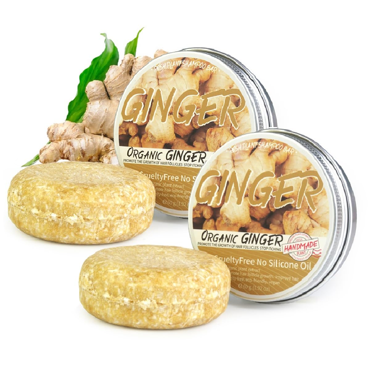WenFeng ginger soap bar closeup shows natural texture for gentle scalp cleansing.