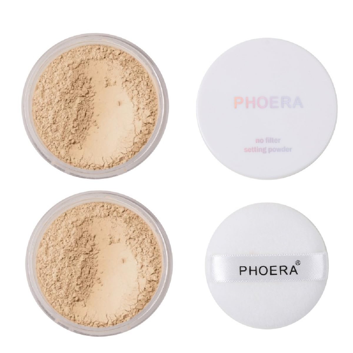 WenFeng PHOERA setting powder 2-pack close-up shows smooth texture for a refined finish
