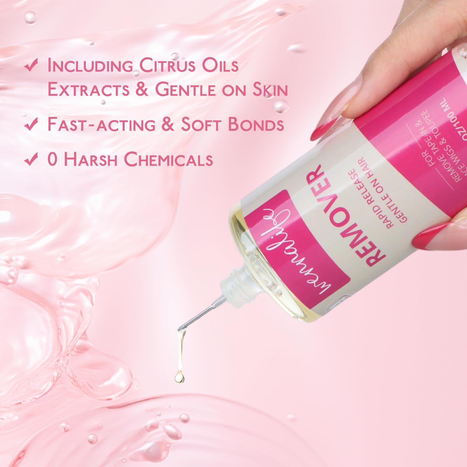 Wennalife Tape-In Extension Remover application on hair: smooth glide for fast detachment.