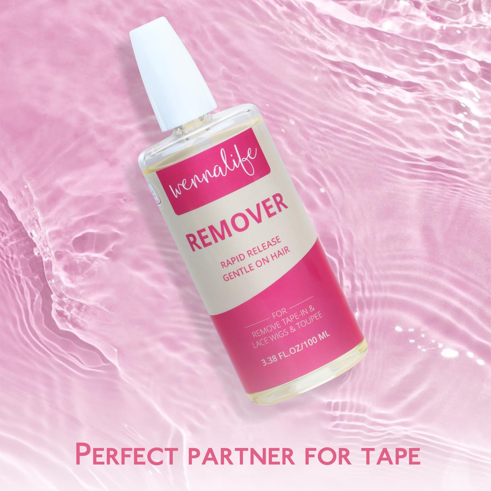 Wennalife Tape-In Extension Remover in use on wig: efficient removal with minimal residue.
