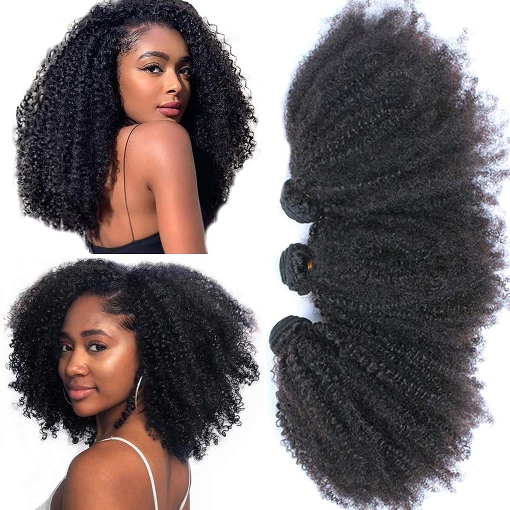 WENYAN Mongolian Afro Kinky Curly bundles in 10 inch showing natural volume.