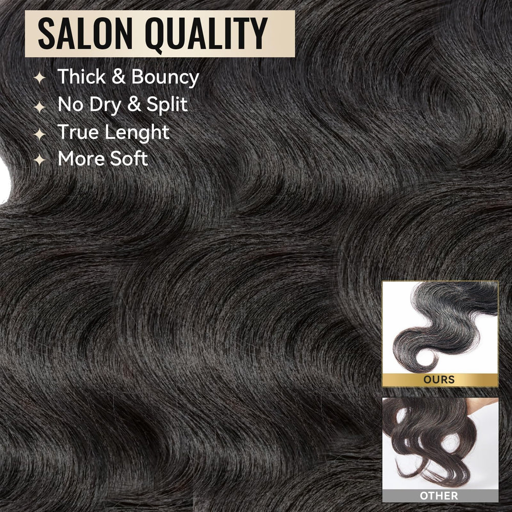 WEQUEEN bundles body wave 16A Brazilian hair double weft detail demonstrates durability.