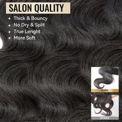 WEQUEEN bundles body wave 16A Brazilian hair double weft detail demonstrates durability.