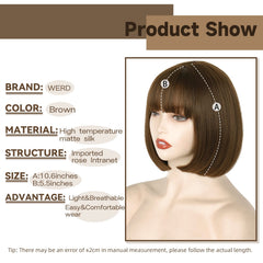 WERD brown straight bob wig 10-inch, sleek everyday style