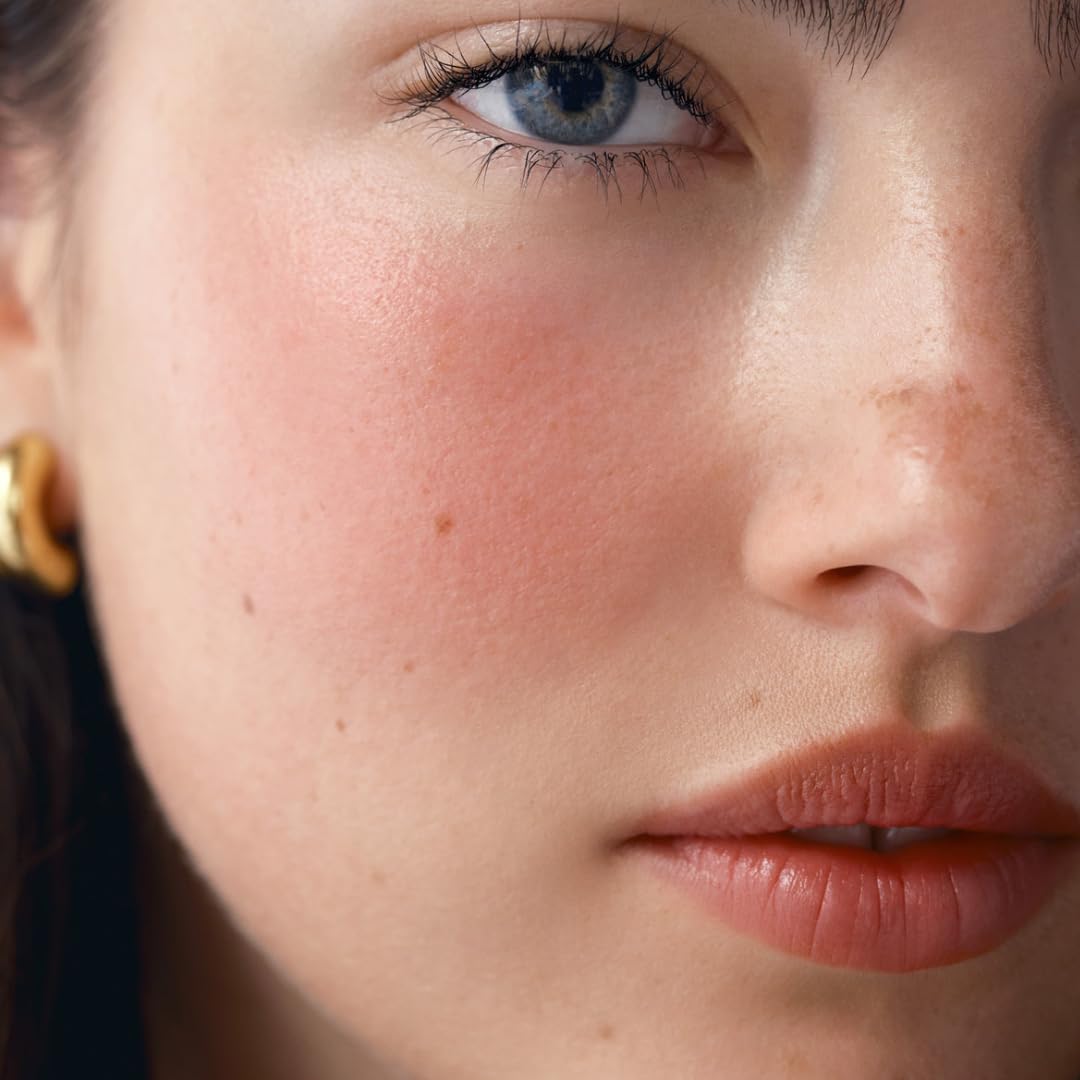 WESTMAN ATELIER Baby Cheeks Blush Stick Chouchette swatch for nude peach glow on lips and cheeks.
