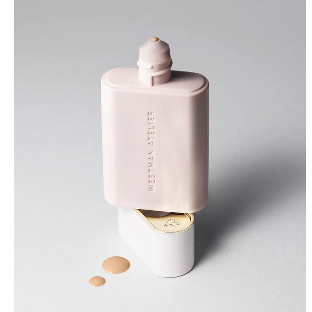 Westman Atelier Complexion Drops glow on cheek with a hydrated finish