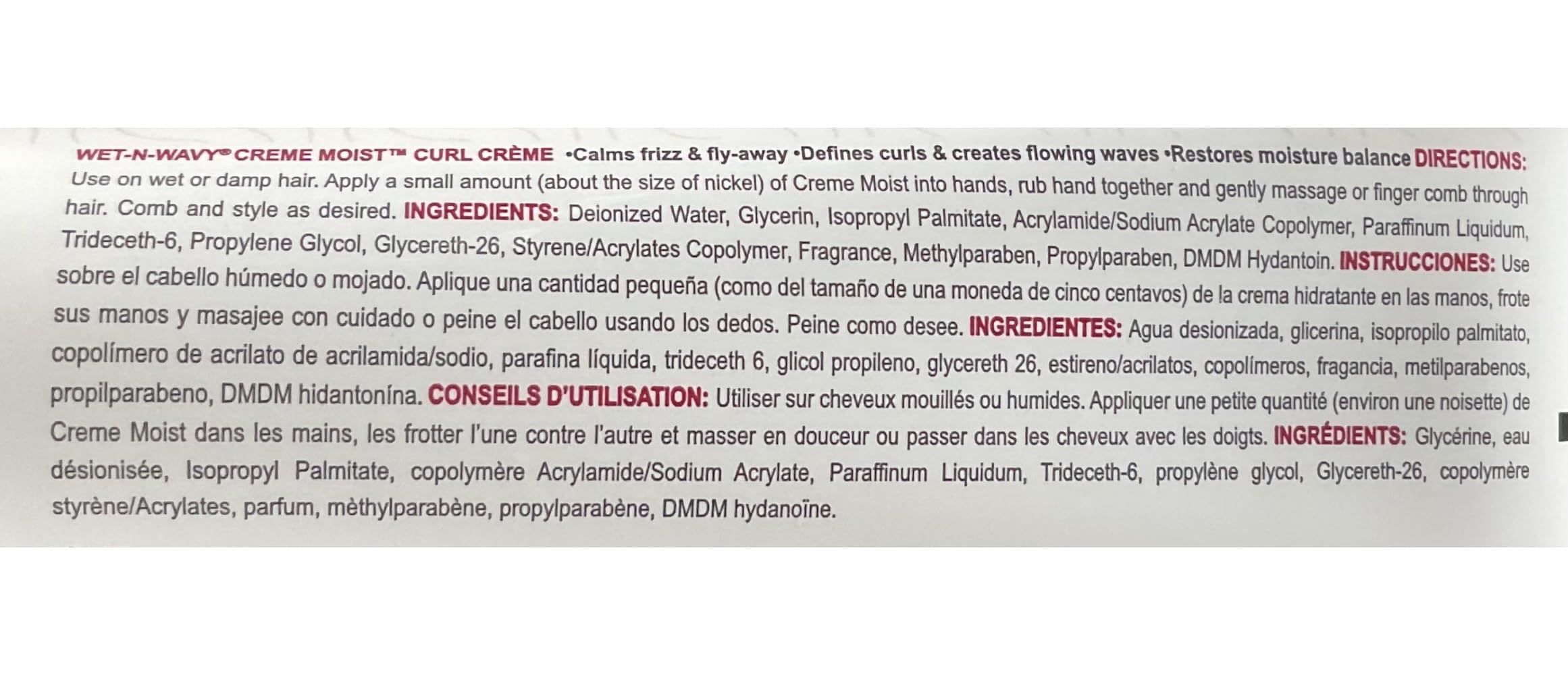 Wet n Wavy Creme Moist Curl Creme on hair delivers nourished, shiny curls.