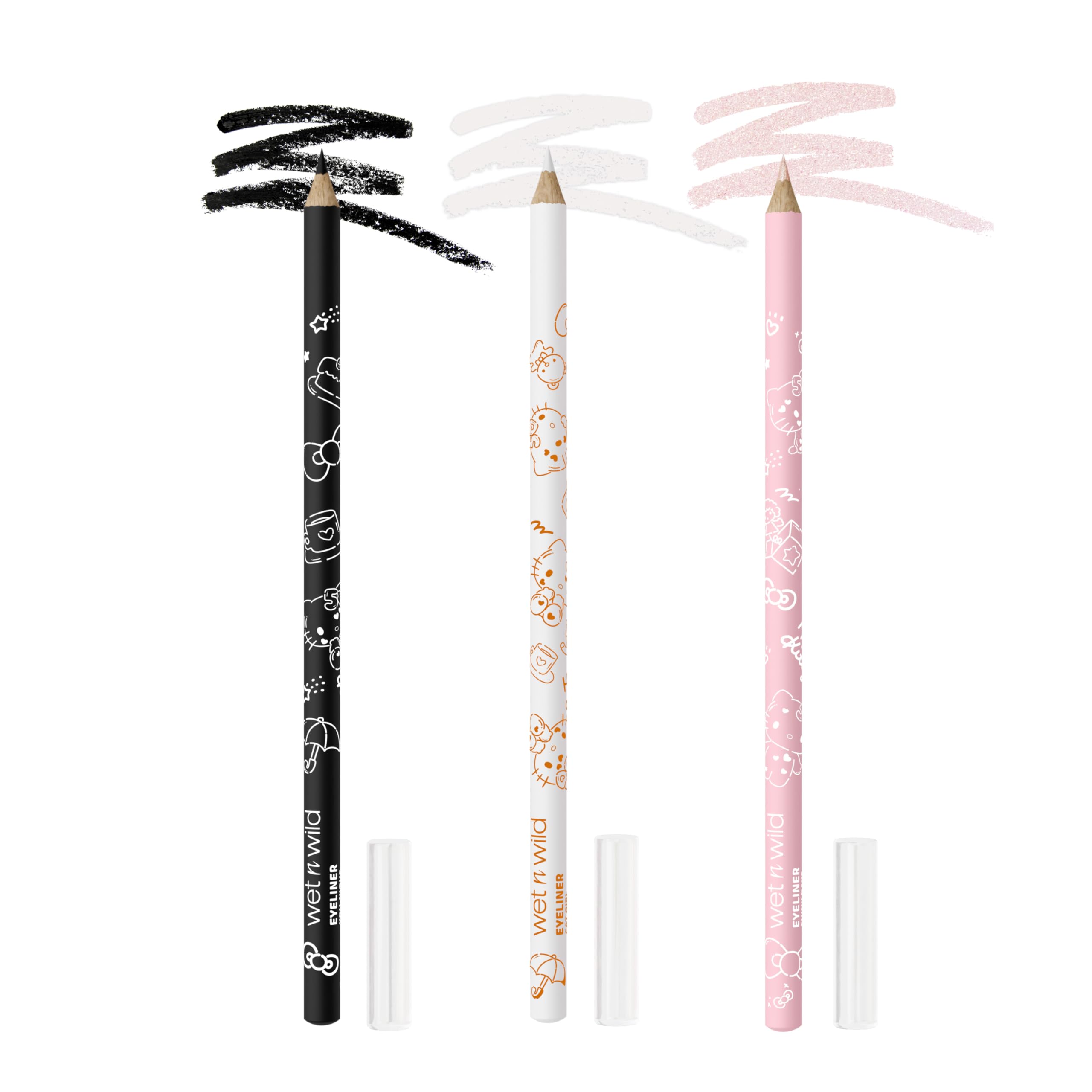 wet n wild Hello Kitty matte black eyeliner pencil swatch for precise lining