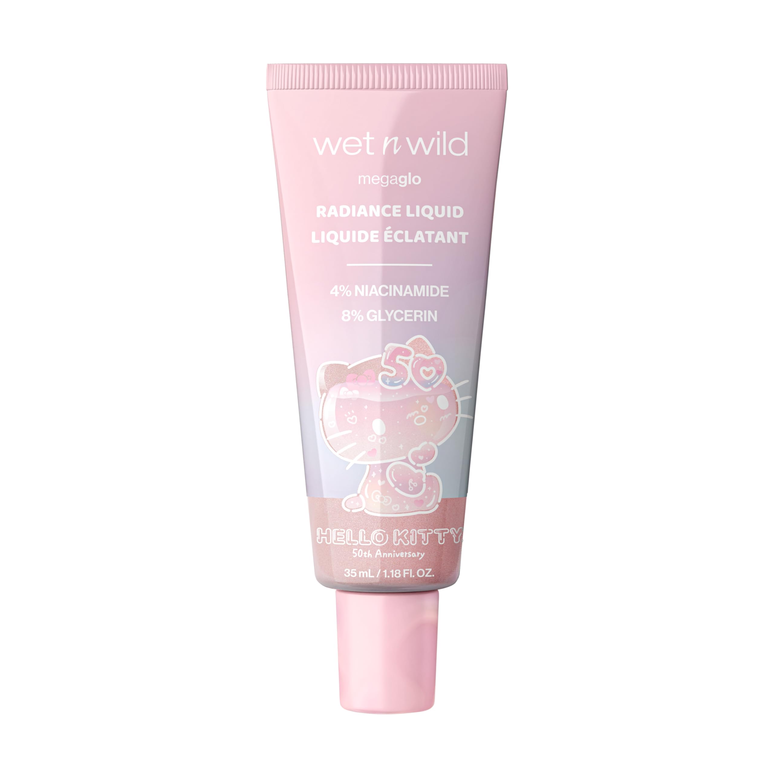 Wet n Wild Hello Kitty Radiance Drops packaging view with cruelty-free vegan branding