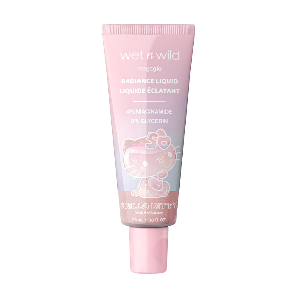 Wet n Wild Hello Kitty Radiance Drops packaging view with cruelty-free vegan branding