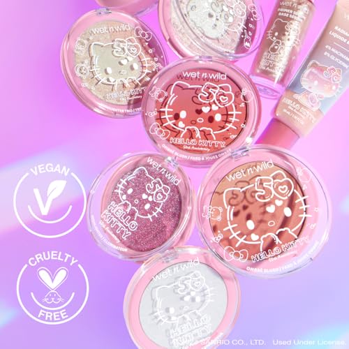 Wet n Wild Hello Kitty Radiance Drops swirl on cheek delivering peachy radiance