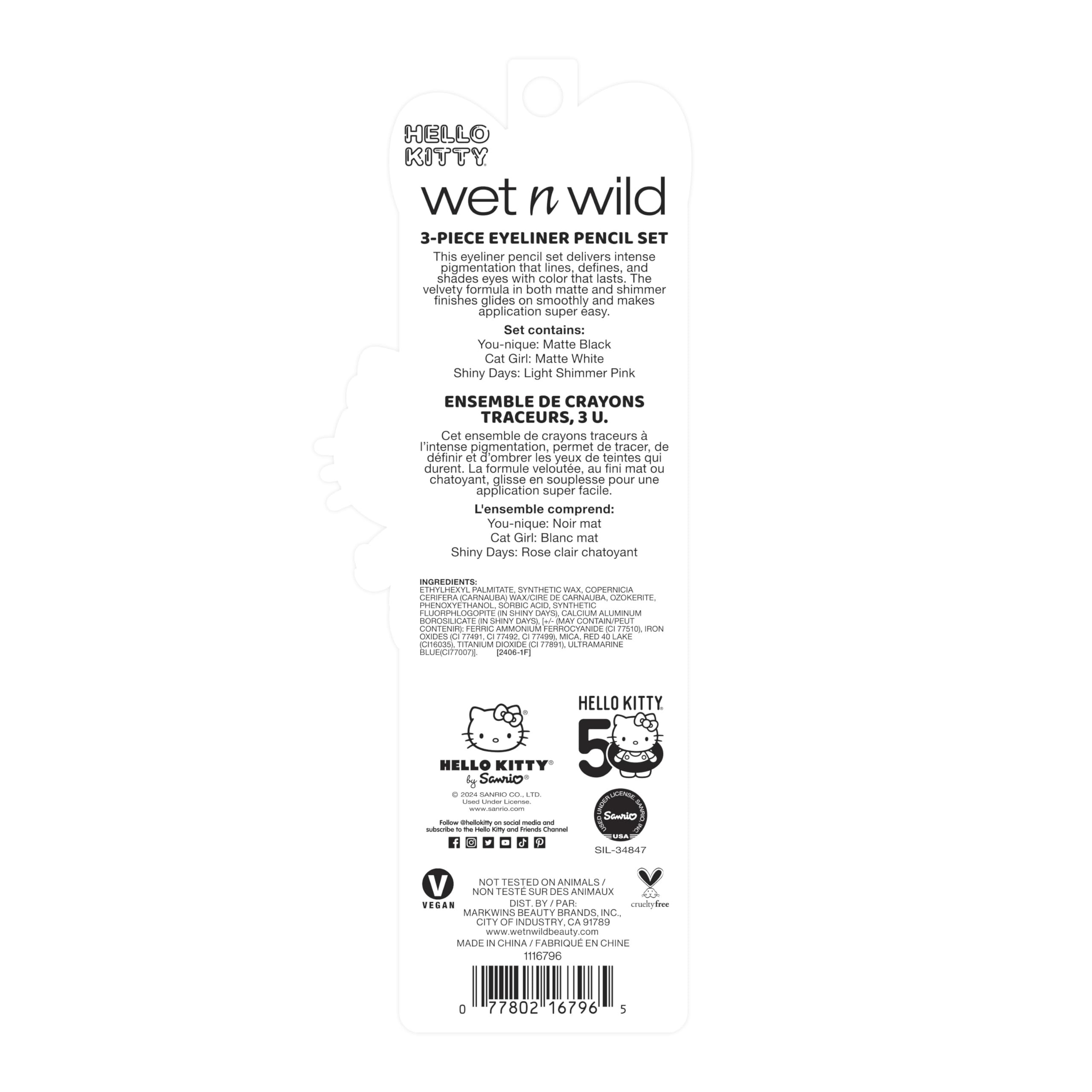 wet n wild Hello Kitty travel case with all three pencils for on-the-go looks