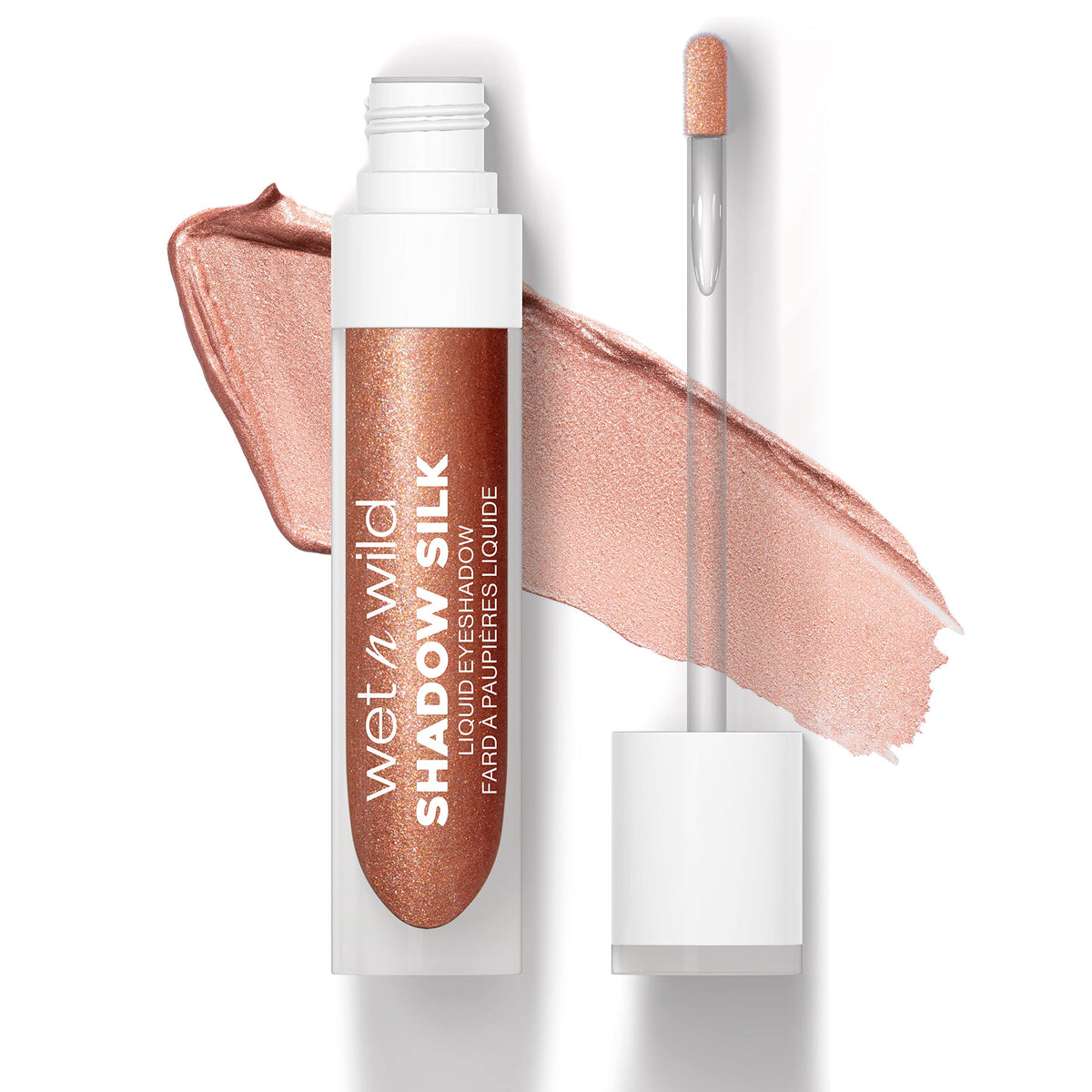 Wet n Wild Shadow Silk Heart Of Rose Gold close-up showing vibrant shimmer for bold lids.