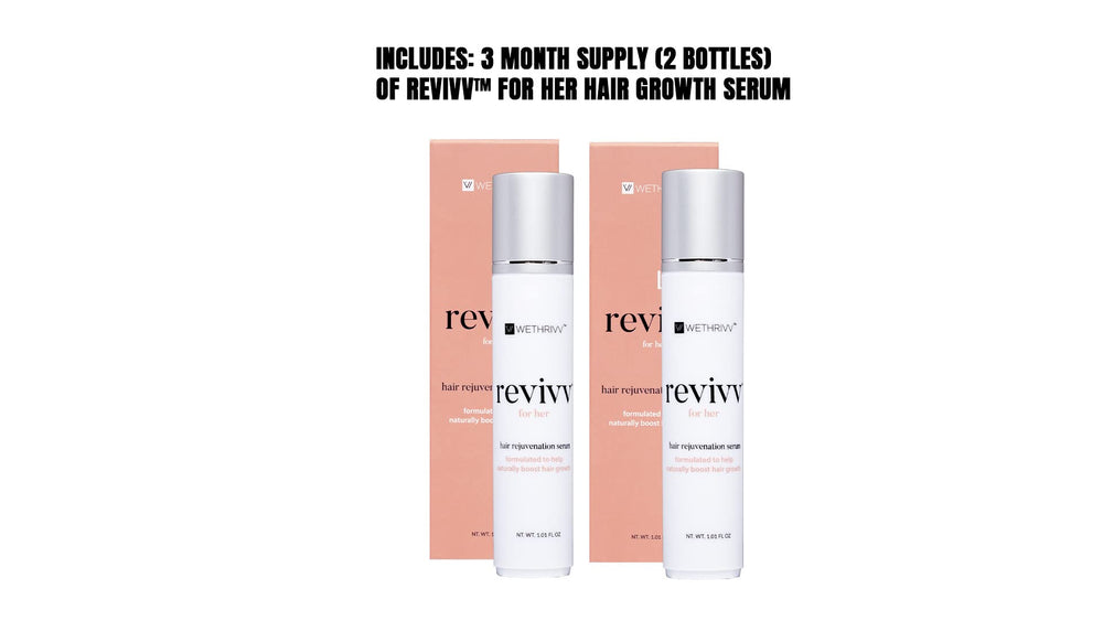 WETHRIVV REVIVV for Her lifestyle shot with serum and box