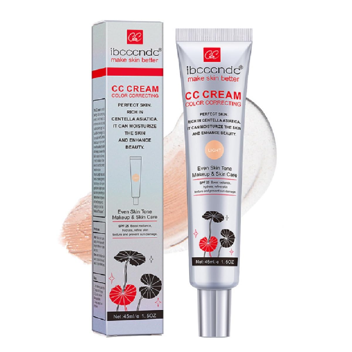 WFWJ Color Correcting CC Cream bottle close-up with SPF 25 for sun protection