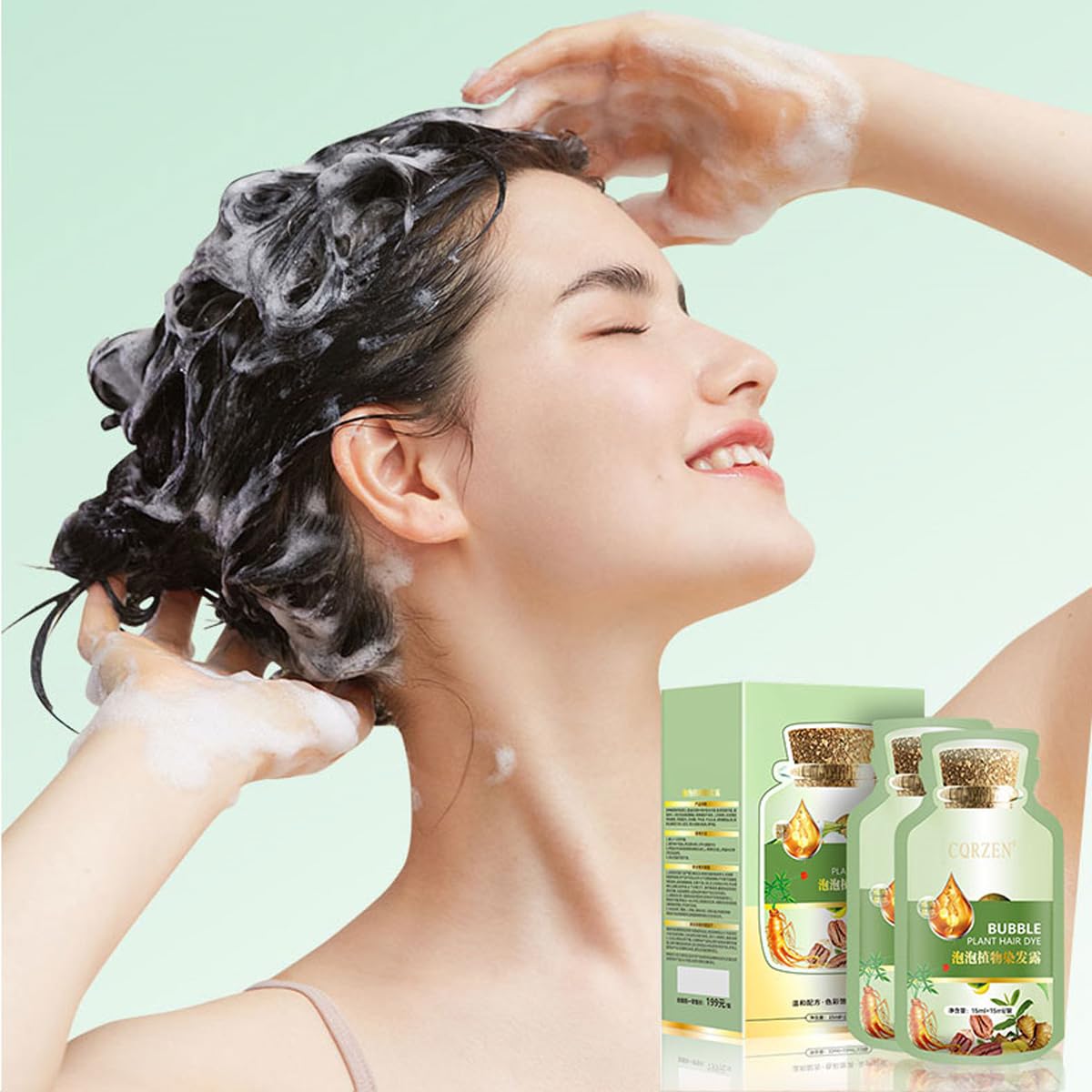 WFWJ bubble shampoo foam demonstrates rich bubbles for skin-friendly color application.