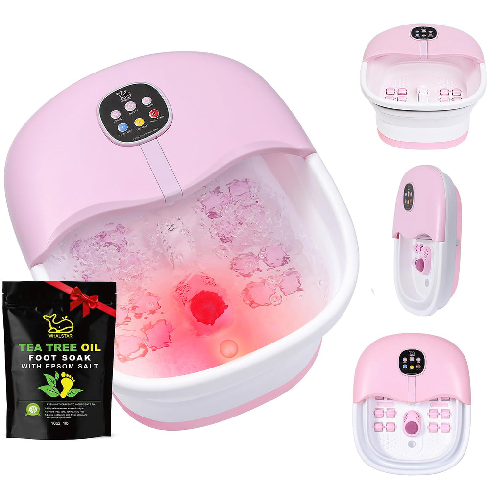 WHALSTAR collapsible foot spa with heat and bubbles for at-home relief