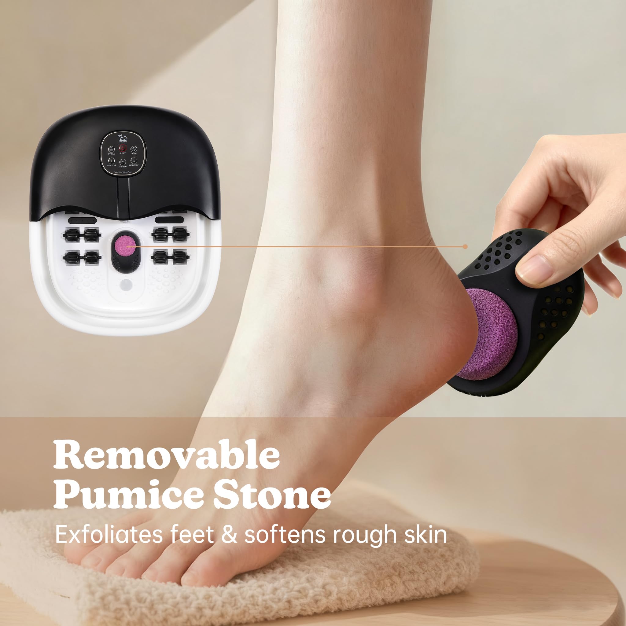 WHALSTAR medicine box and pumice stone for a complete foot care routine.