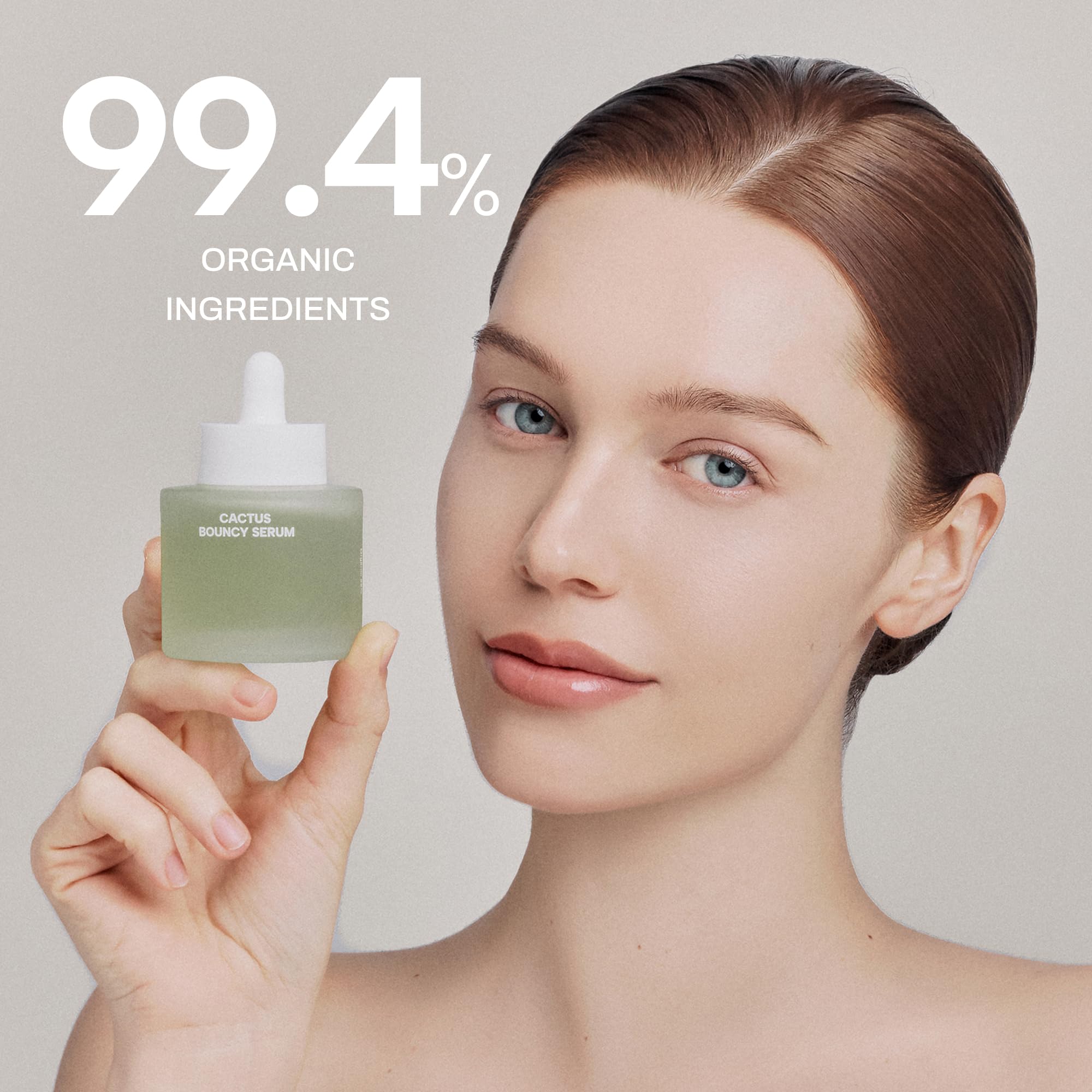 Whamisa Cactus Bouncy Serum texture close-up showing silky, hydrating consistency