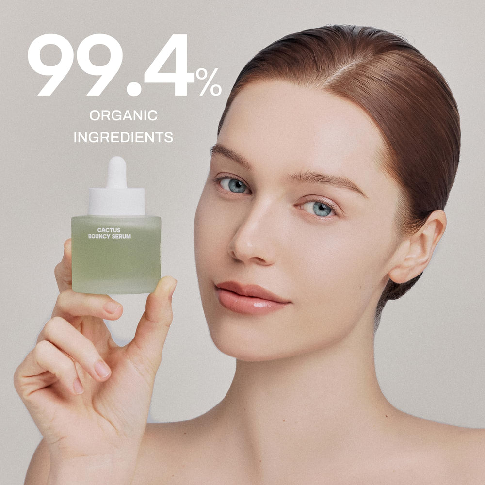 Whamisa Cactus Bouncy Serum texture close-up showing silky, hydrating consistency